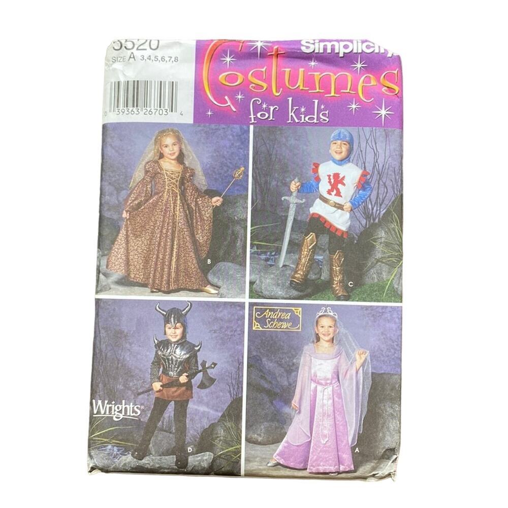SIMPLICITY PATTERN 5520 Halloween Costumes for Kids Pattern Sz 3-8 Sewing UNCUT